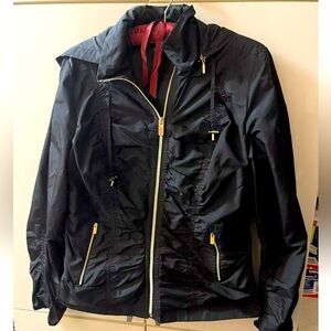 Alfani Womens windbreaker Jacket Black Pockets Long Sleeves Full Zip size S